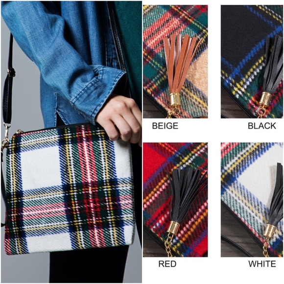 Classic plaid zipper tassel detail crossbody bag - Picture 3 of 3